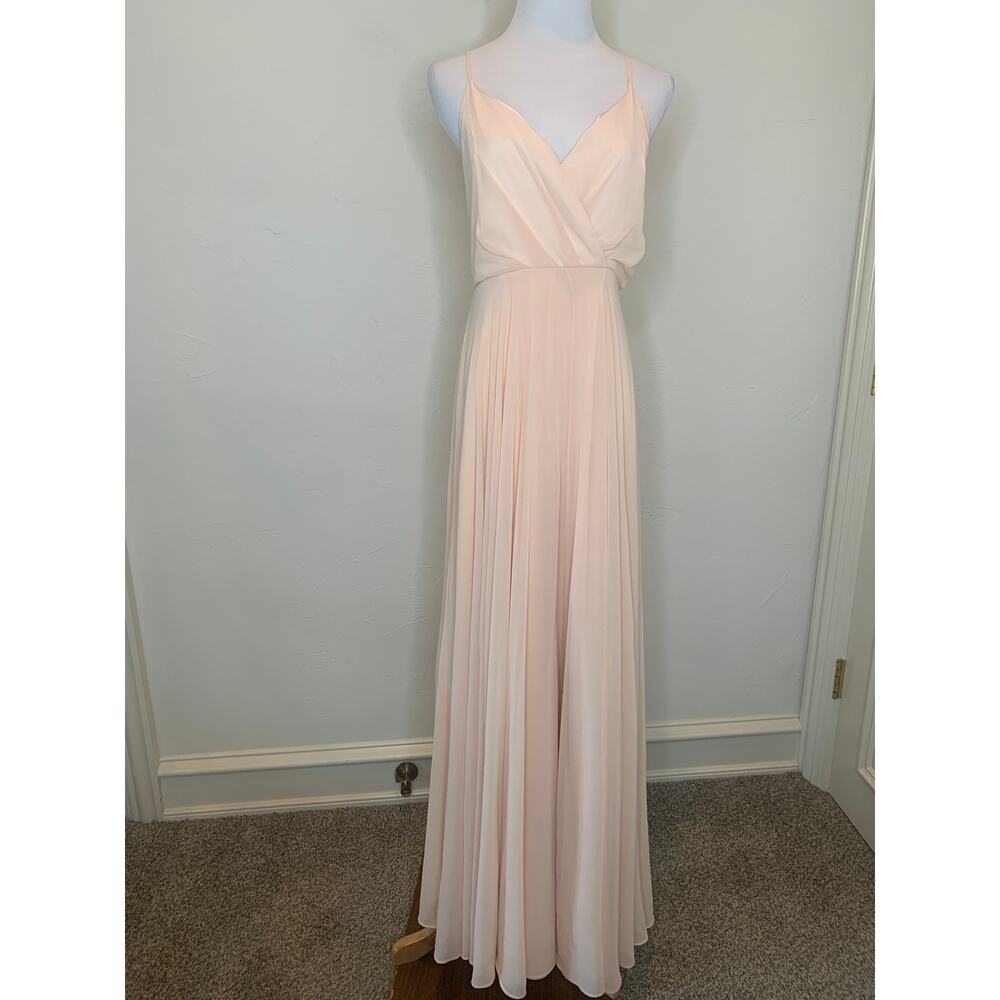 Lulu's Blush Pink Chiffon  Maxi Dress Bridesmaid Sz Medium